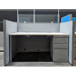 5×3 Global Compile Used Telemarketing Cubicles With 6 Ft End Station, Gray – Sold In Pods