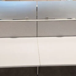 6×6 Global Evolve Used Buddy Station W Glass, Light Gray, White And Blue – Sold In Rows -Office Furniture Store 6x6 Global Evolve Used Cubicles Glass Light Gray White Blue 06 1