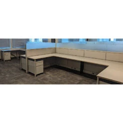 6×6 Global Evolve Used Buddy Station W Glass, Light Gray, White And Blue – Sold In Pods -Office Furniture Store 6x6 Global Evolve Used Cubicles Glass Light Gray White Blue Taupe 02