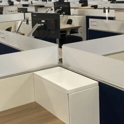 6×6 Haworth Compose Used Cubicle, Blue And Tan – Sold In Pods -Office Furniture Store 6x6 Haworth Compose Used Cubicle Blue Tan 01