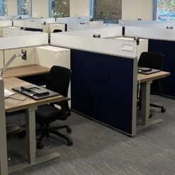 6×6 Haworth Compose Used Cubicle, Blue And Tan – Sold In Pods -Office Furniture Store 6x6 Haworth Compose Used Cubicle Blue Tan 07