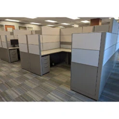 8×6 Allsteel Used Cubicle, Gray, Tan And Blue – Sold In Pods -Office Furniture Store 8x6 Allsteel Used Cubicle Gray Tan Blue 12 1