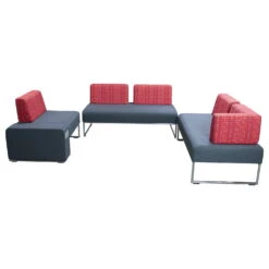 Allermuir Pause Used Two Seat Lounger, Red And Gray -Office Furniture Store Allermuir Pause Lounge Chair Red Gray 01