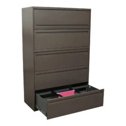 Allsteel 5 Drawer Used 42 Inch Lateral File, Dark Gray -Office Furniture Store Allsteel 5 Drawer Flip Top Used Lateral File Dark Gray 02
