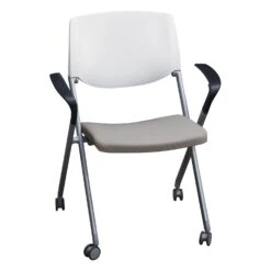 Allsteel Seek Used Nesting Chair, Brown And White