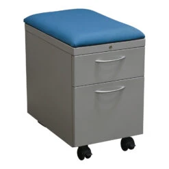 Allsteel Used Box File Mobile Pedestal W Blue Cushion, Gray