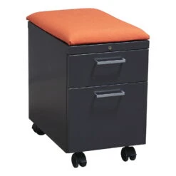 Allsteel Used Box, File Mobile Pedestal, Gray With Orange Cushion