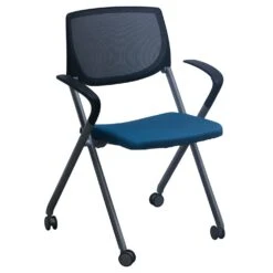 Allsteel Used Mobile Nesting Chair, Black And Blue
