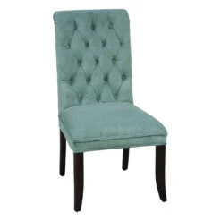 Audrey Velvet Used Highback Chair With Espresso Wood, Eucalyptus