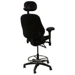 BodyBilt J3507 Used Ergonomic Stool W/ Headrest, Black -Office Furniture Store BodyBilt J3507 With Arms Black 03