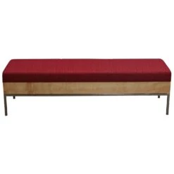 Other Cumberland Alia Used Metal Bench, Red And Maple