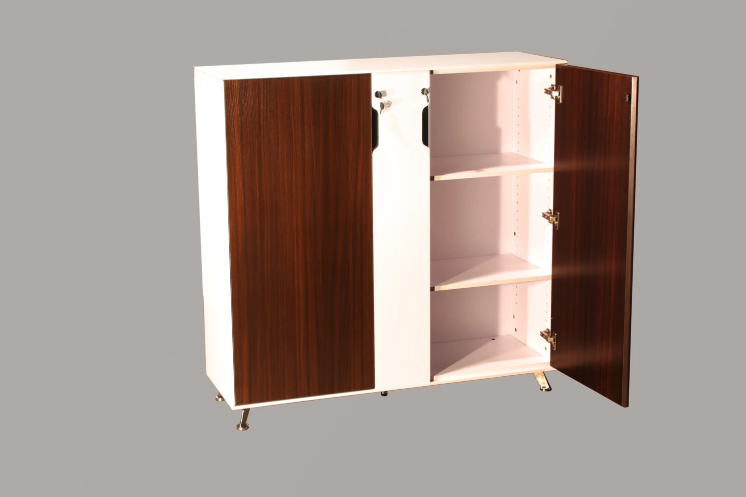 Morgan 48 In Melamine Storage Cabinet,Teak And White 4 Morgan 48 In Melamine Storage Cabinet,Teak And White - Image 4