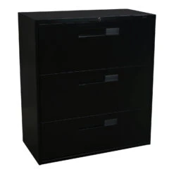 Global Used 3 Drawer 36 Inch Lateral File, Black