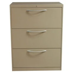 HON 3 Drawer Used 30 Inch Lateral File, Light Brown