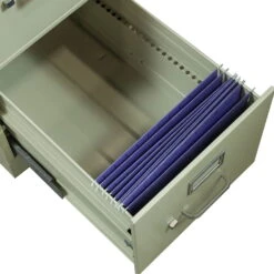 Hon Used Letter Sized 4 Drawer Vertical File, Putty -Office Furniture Store HON 4D Letter Putty Vertical File Lock 03 1