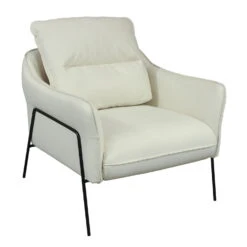 Haley By GoSIT Modern PU Leather Accent Chair, Creamy White