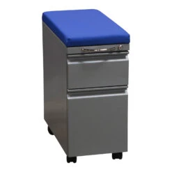 Other Hat Contract Used Narrow Box File Mobile Pedestal W Blue Cushion, Silver