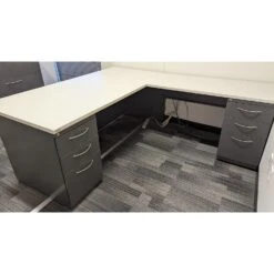 Haworth 36×72 24×48 Used L-shaped Desk With Modesty Panel Right Return, Gray -Office Furniture Store Haworth 36x72 48x24 Used L shaped Desk Modesty Panel Right Return Gray 04
