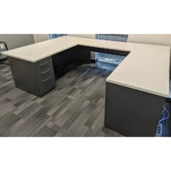 Haworth 36×72 Used U-shaped Desk With Modesty Panel Right Return, Gray -Office Furniture Store Haworth 36x72 Used U shaped Desk Modesty Panel Right Return Gray 02