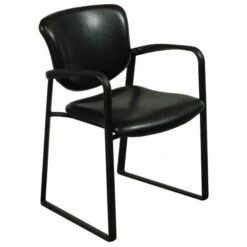 Haworth Improv Used Leather Side Chair, Black