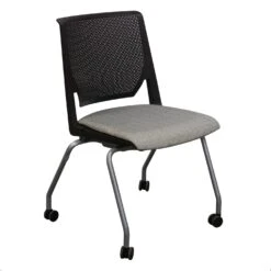 Haworth Very Mobile Stack Chair Used, Chocolate Brown And Cream