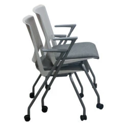 Haworth Very Mobile Stack Chair Used, Black And White -Office Furniture Store Haworth Very Mobile Stack Chair Used Gray White 03