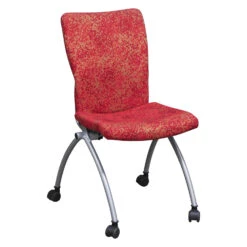 Haworth X840 Used Mobile Padded Nesting Chair, Orange Red Pattern