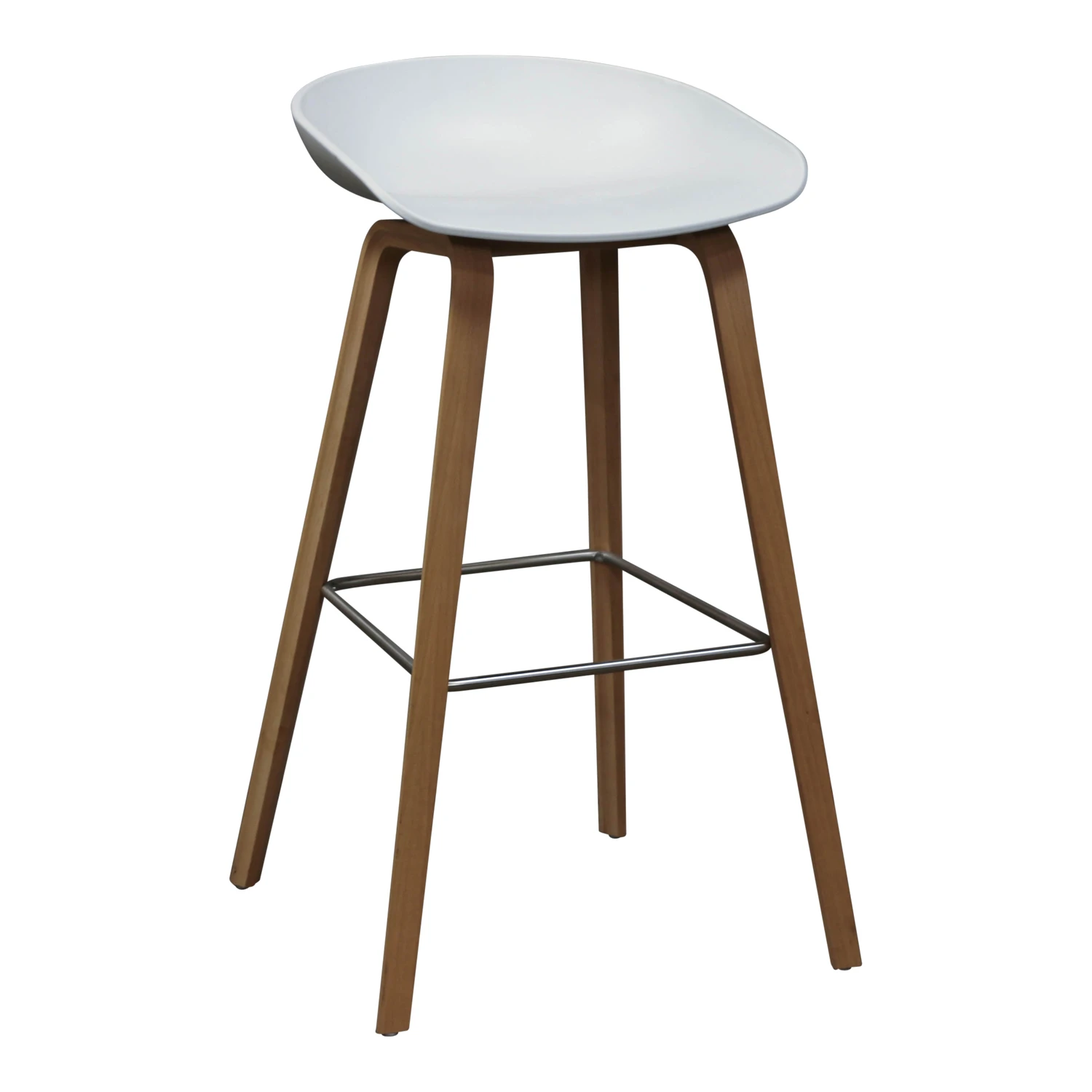 Other Hay Used Plastic And Natural Wood Stool, White 1 Other Hay Used Plastic And Natural Wood Stool, White