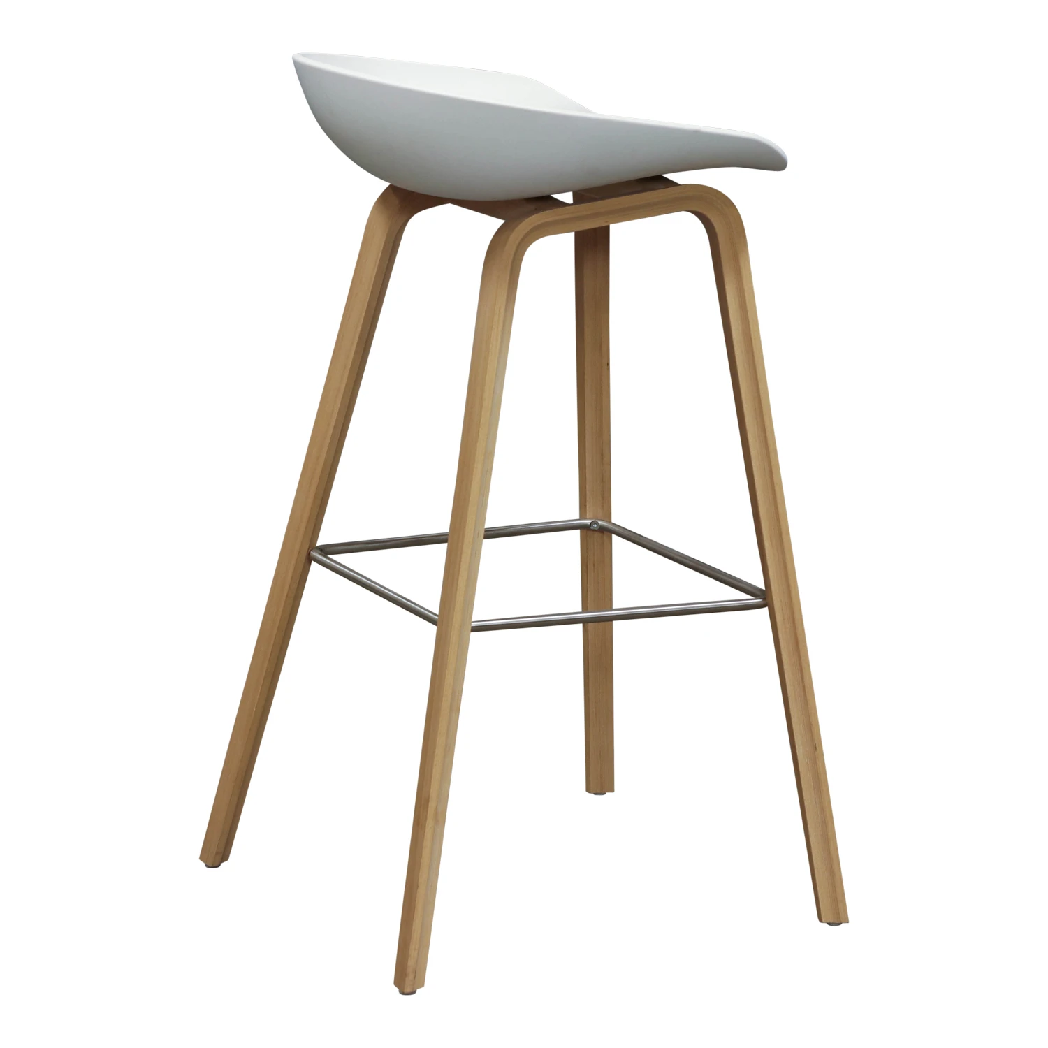Other Hay Used Plastic And Natural Wood Stool, White 2 Other Hay Used Plastic And Natural Wood Stool, White - Image 2