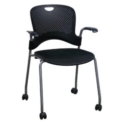 Herman Miller Caper Used Mobile Stack Chair, Black And Silver