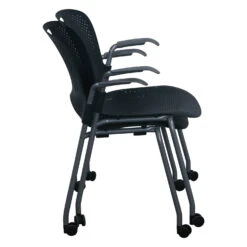 Herman Miller Caper Used Mobile Stack Chair, Black And Silver -Office Furniture Store Herman Miller Caper Used Mobile Stack Chair Dark Gray 03
