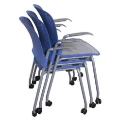 Herman Miller Caper Used Mobile Stack Chair W Mesh Seat, Light Gray -Office Furniture Store Herman Miller Caper Used Mobile Stack Chair Light Purple 05 1