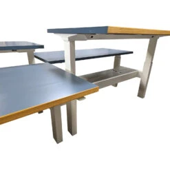 Herman Miller Renew Link Used 30×47 Inch Open Benching W Adjustable Height, Blue And Oak Laminate – Sold In Pods -Office Furniture Store Herman Miller Renew Link Used 10