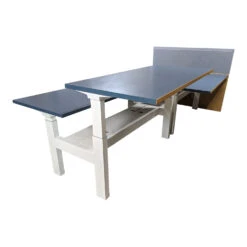 Herman Miller Renew Link Used 30×60 Inch Open Benching W Adjustable Height And Laminate End Panel, Blue And Oak Laminate – Sold In Pods -Office Furniture Store Herman Miller Renew Link Used 30x60 Open Benching 05
