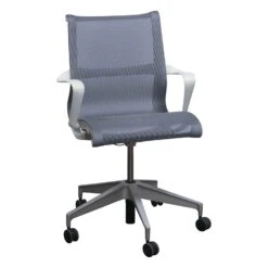 Herman Miller Setu Used Mesh Conference Chair, Gray With White