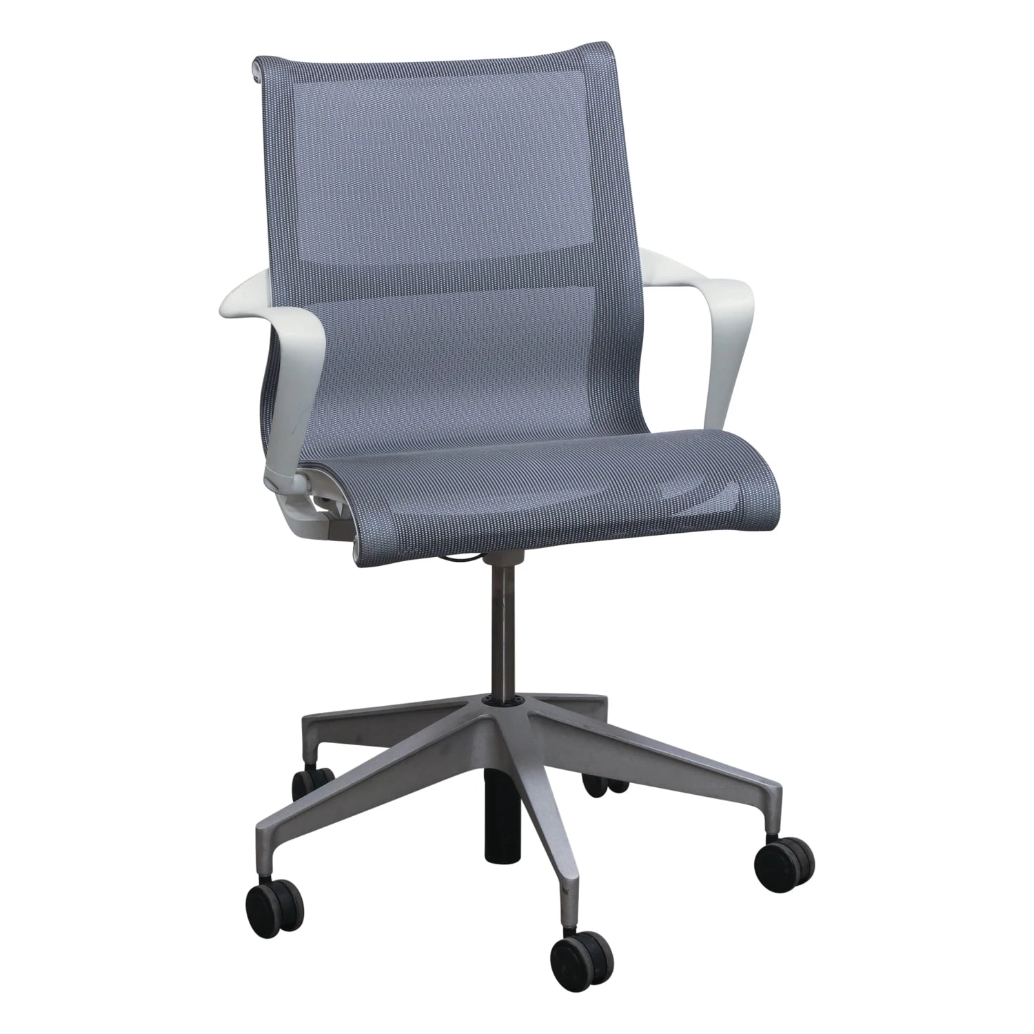 Herman Miller Setu Used Mesh Conference Chair, Gray With White 1 Herman Miller Setu Used Mesh Conference Chair, Gray With White