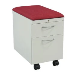 Hon Flagship Used Mobile Pedestal W Cushioned Top, Red Pattern