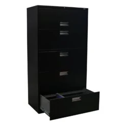 Hon Used 5 Drawer 36 Inch Lateral File, Black -Office Furniture Store Hon Used 5 Drawer Lateral File Black 02