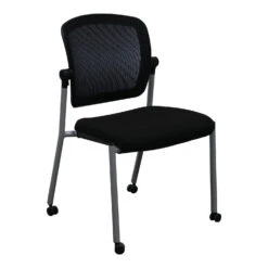 Hon Used Mech Back Mobile Stack Chair, Black
