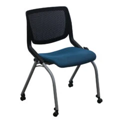 Hon Motivate Used Mobile Black Mesh Back Nesting Chair, Blue Seat