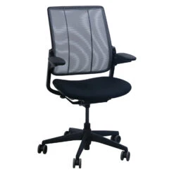 Humanscale Diffrient Smart Used Gray Mesh Back Task Chair, Black
