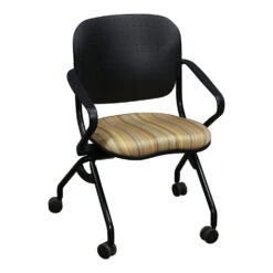 KI Torsion Used Nesting Chair, Yellow Line Pattern