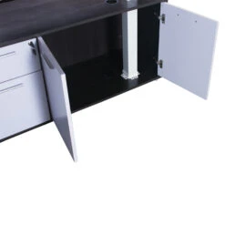 Sonoma Executive Lifting L-Shaped Laminate Desk With Left Return, Gray And White Version 2 16 Sonoma Executive Lifting L-Shaped Laminate Desk With Left Return, Gray And White Version 2 -Office Furniture Store M18 RD80 GRY WHT V2 1