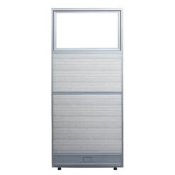 36×60 New GoSIT Max06 Cubicle All Fabric And Clear Glass Panel With PO And Power, White And Light Gray