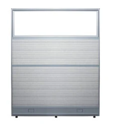 48×60 New GoSIT Max06 Cubicle All Fabric And Clear Glass With PO And Power, White And Light Gray