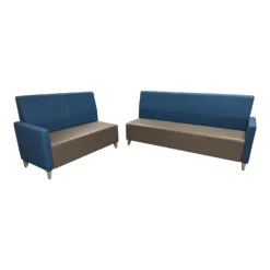 National Fringe By Kimball Used Sofa Set W Gray Vinyl Seat, Blue