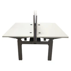 Other National Used 23×59 In Electric Sit Stand Partner Table Desks W Privacy Screen, White -Office Furniture Store National Used Electric Sit Stand Partner Table Desks 02