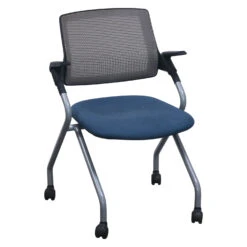 Safco Used Mesh Back Nesting Chairs, Blue