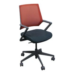 SitOnIt Mavic Used Orange Mesh Back Conference Chair, Gray Seat