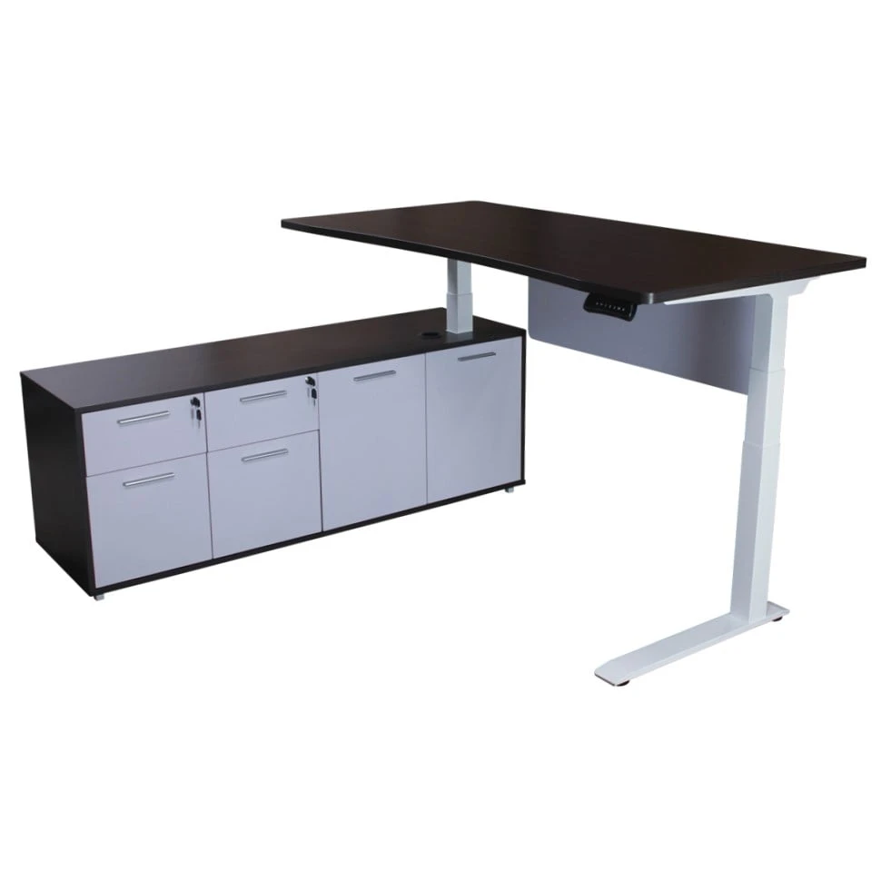 Sonoma Executive Lifting L-Shaped Laminate Desk With Left Return, Gray And White Version 2 1 Sonoma Executive Lifting L-Shaped Laminate Desk With Left Return, Gray And White Version 2